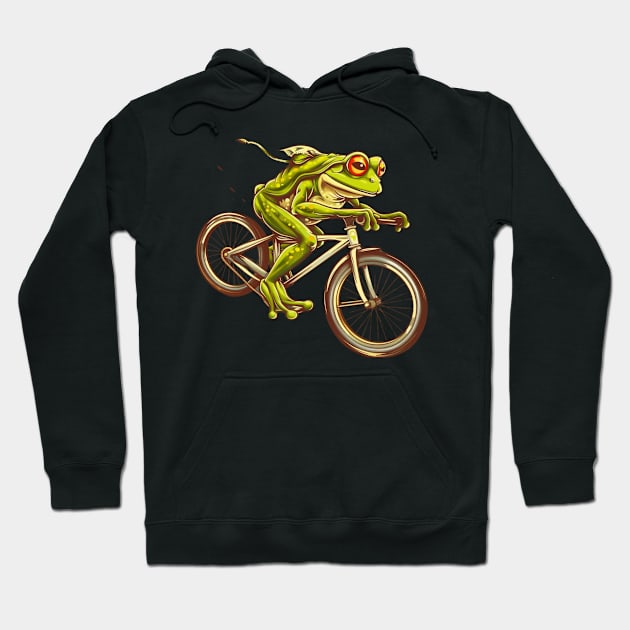 Funny Frog On A Bike Hoodie by OscarVanHendrix